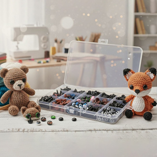 Kit 560 Peças Olhos E Focinhos P/ Amigurumi C/ Travas + Case em Oferta na Shopee