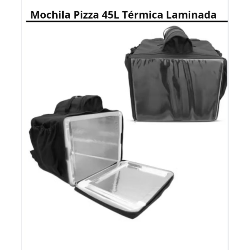 Mochila Bag Pizza 45L Térmica Laminada Ifood Entrega Bolsa Reforçado Preta Qualidade Premium