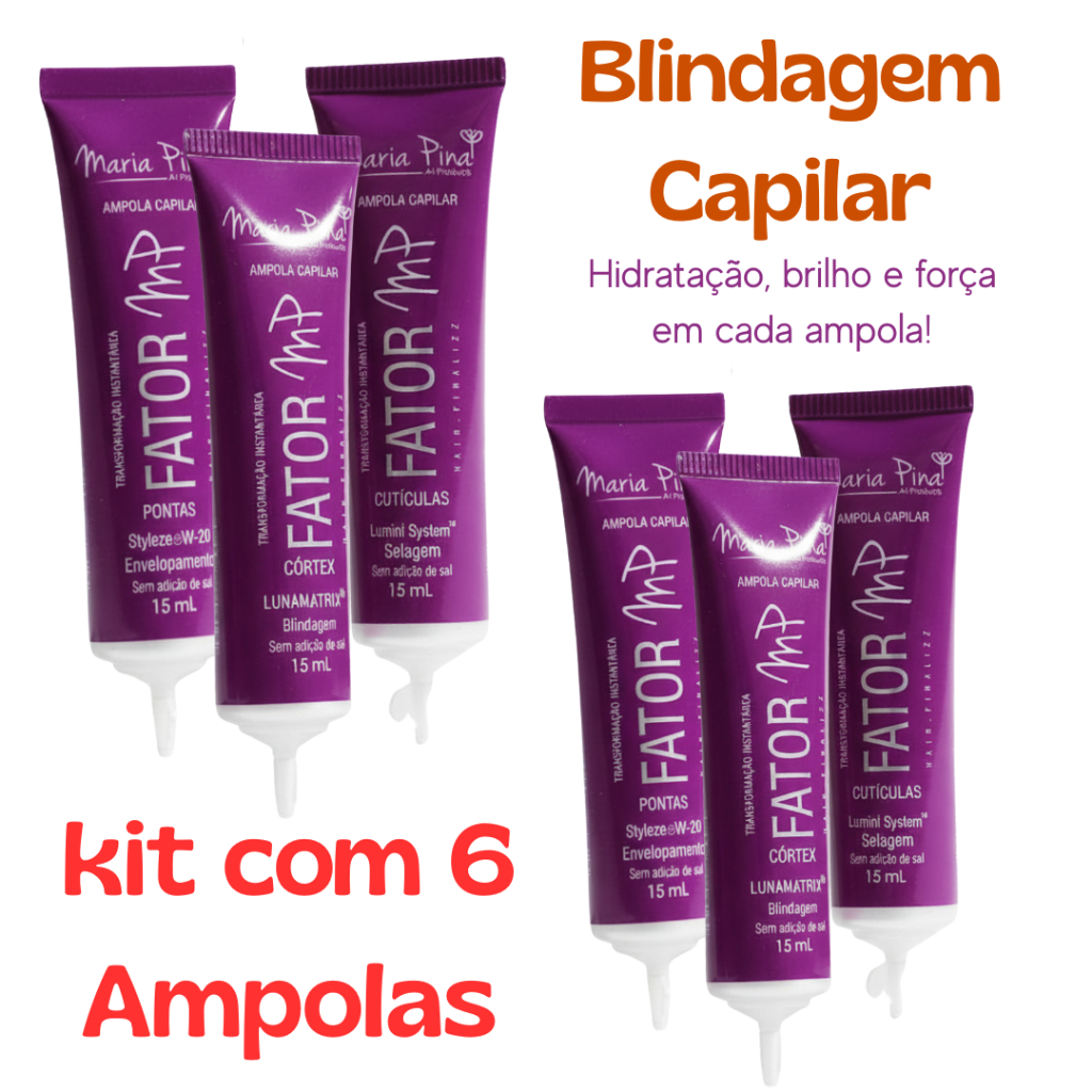 Ampola Capilar Maria Pina – Kit 6 Unidades para Rotina de Tratamento