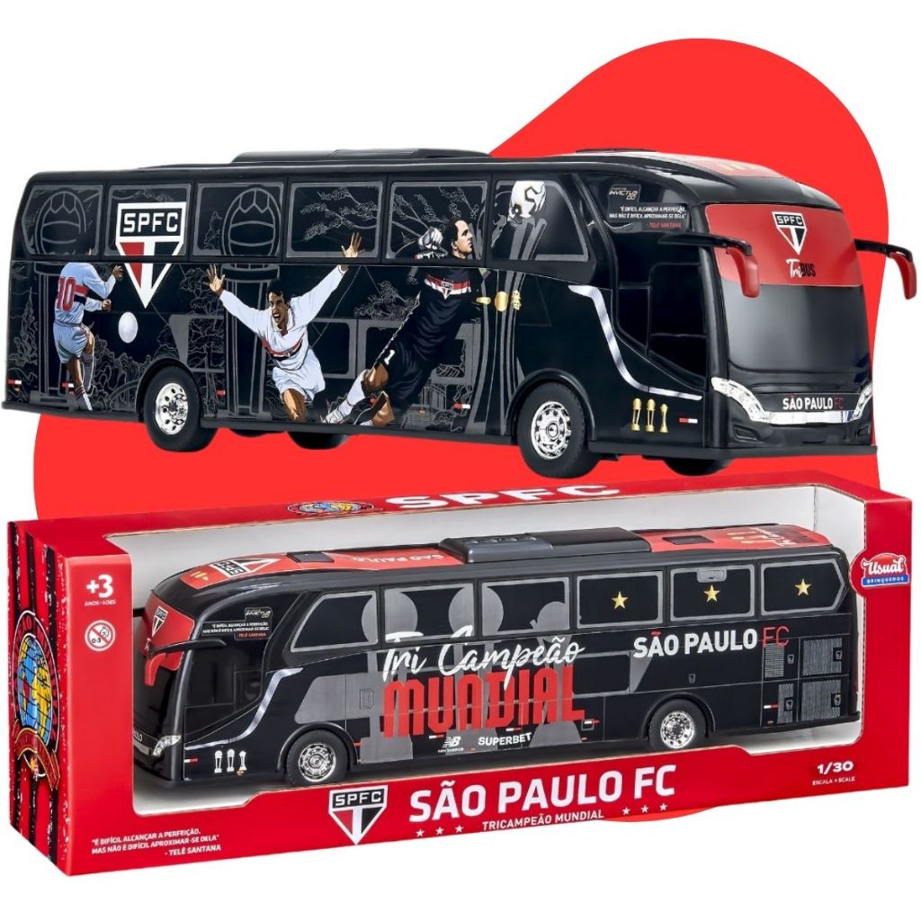 Brinquedo Ônibus Miniatura Time São Paulo Futebol Clube Tricolor Paulista Spfc Licenciado…