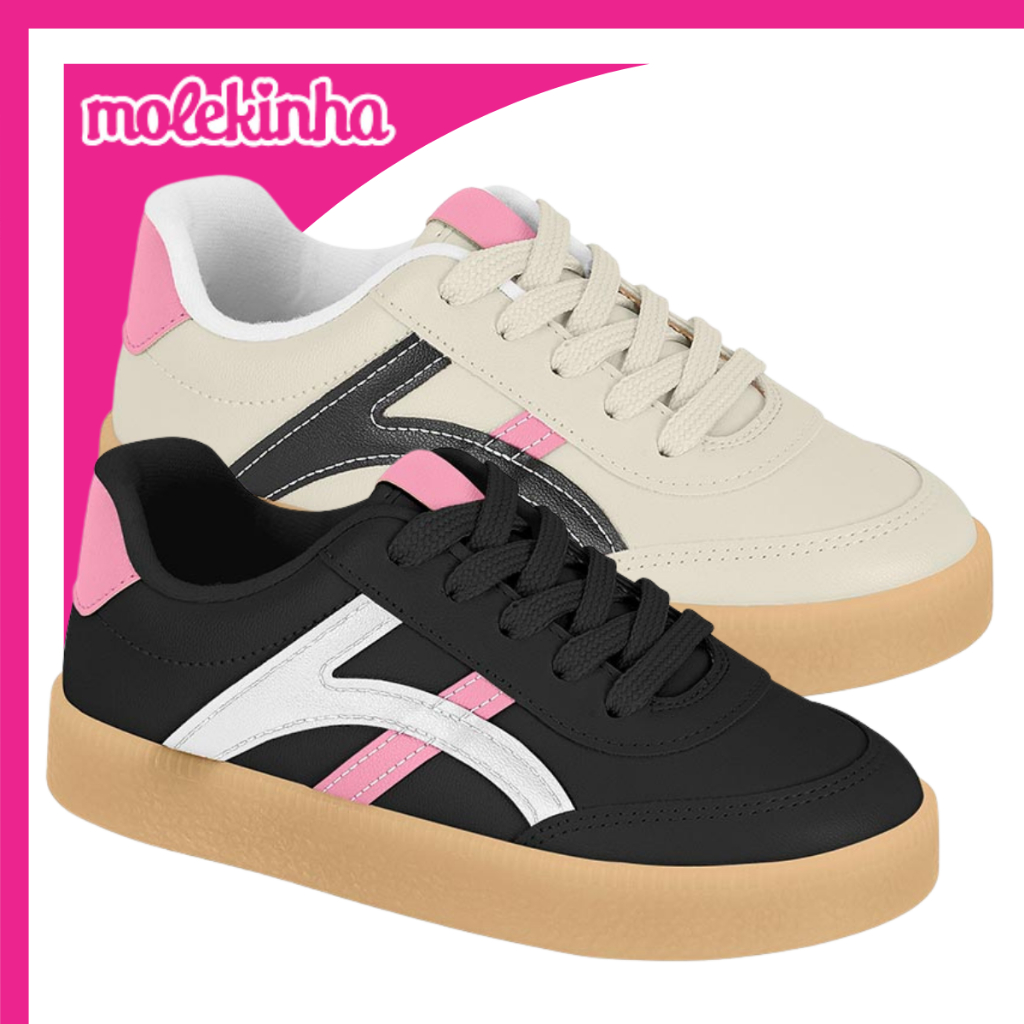 Tênis Infantil Molekinha Casual Menina 26 ao 32 Escolar Versátil Confortável Sneaker Estiloso