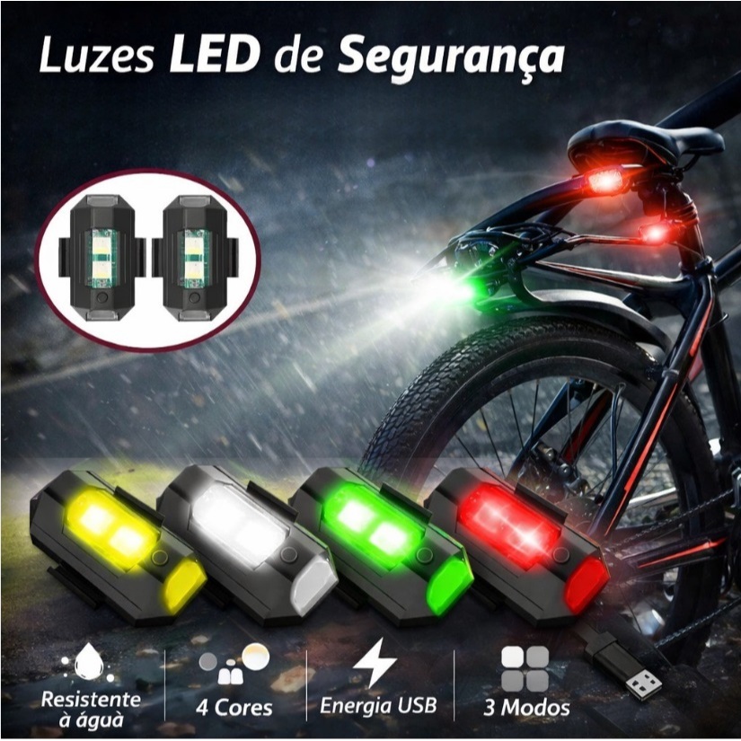 Pisca Alerta Luz De Sinalizador Para Bicicleta Motocicleta Drone LED 7 Cores Recarrevel USB Zem em Oferta na Shopee