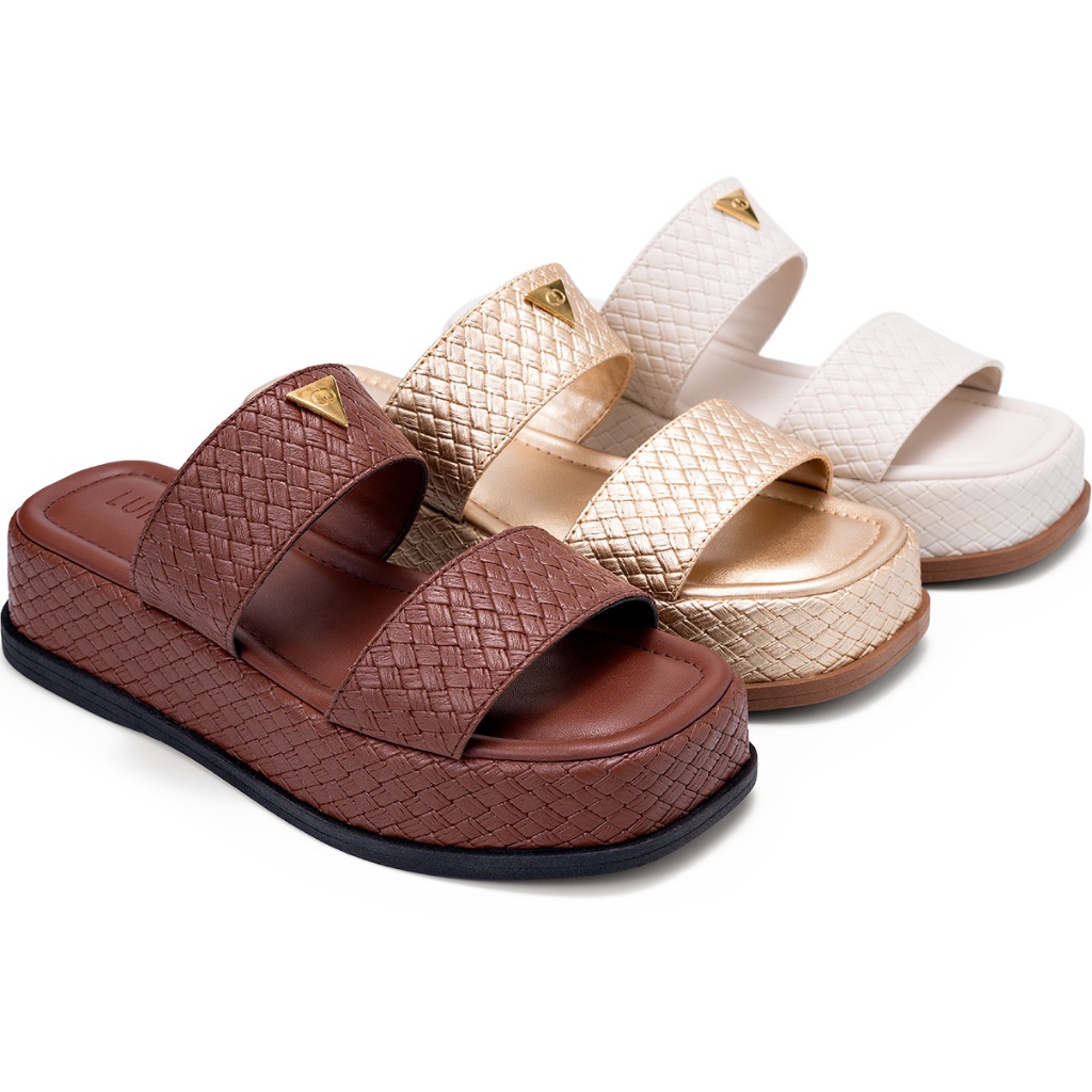 Sandália Feminina Lumiss Tamanco Flatform Bico Quadrado Tressê Enfeite Metalizado em Oferta na Shopee
