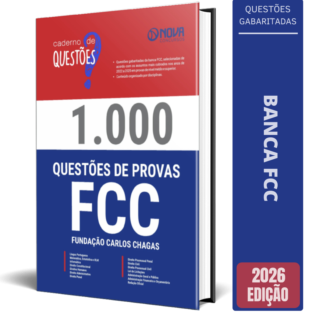 Imagem Apostila de Questões BANCA FCC - Questões de Provas - Fundação Carlos Chagas