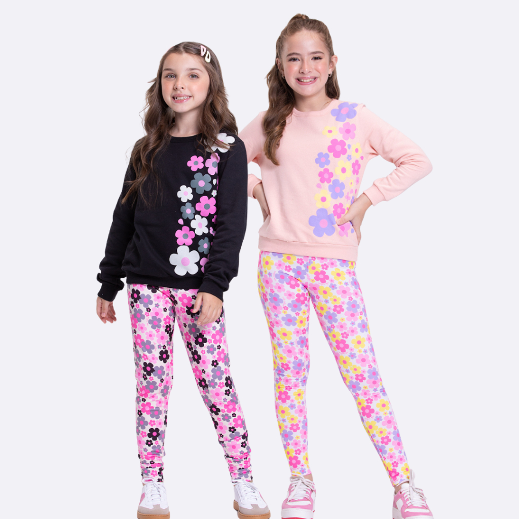 Conjunto Moletom Infantil Florzinhas