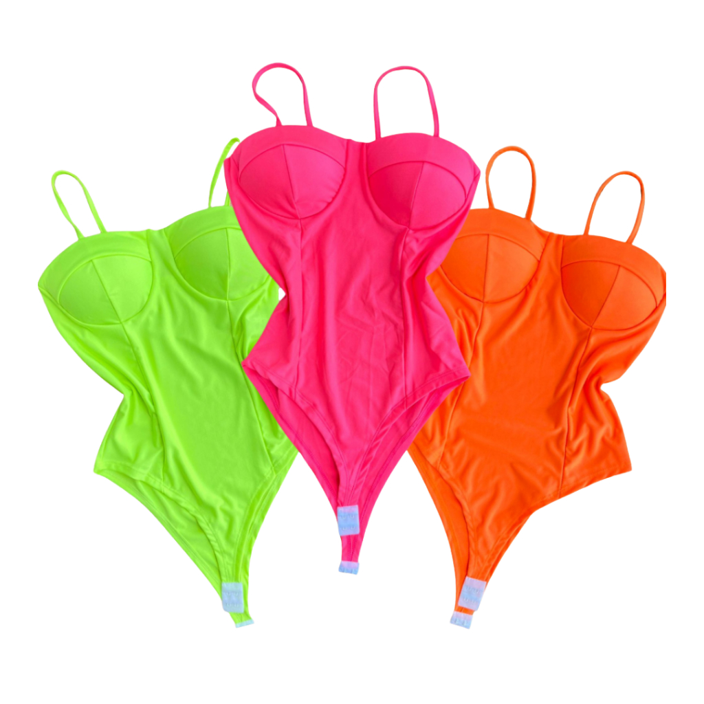 Body bory feminino NEON meia taça retro com bojo em Oferta na Shopee