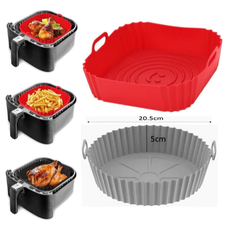 KIT 3 Forma De Silicone Para Air Fryer Forno Fritadeira Assadeira Reutilizável Antiaderente Flexível