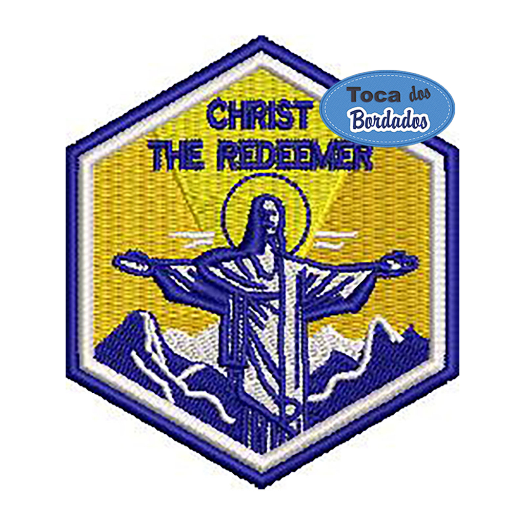 Patch bordado 7 maravilhas do mundo 6,5x5,5 cm - Cristo Redentor Brasil Cód.6543