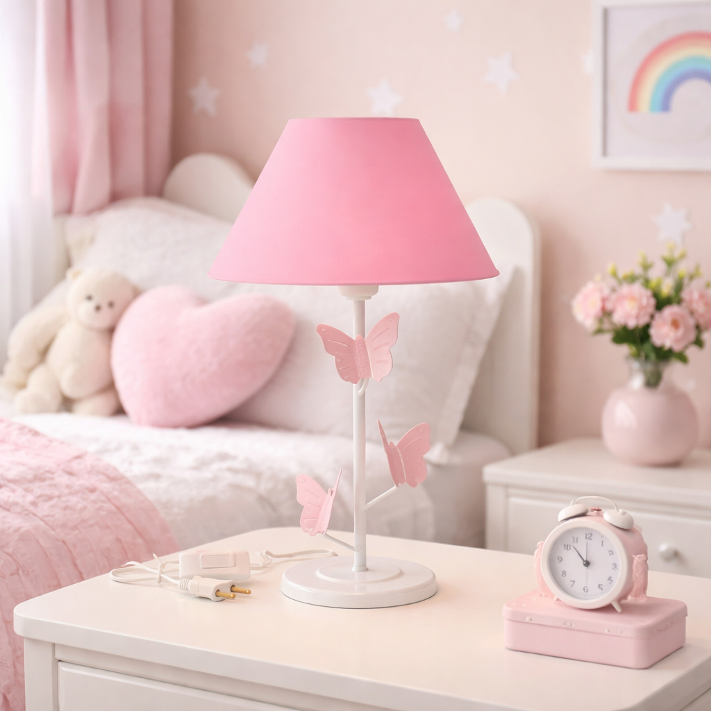 Abajur Para Quarto Infantil Trio Borboleta Luminária Em Ferro Decoração Para Mesa Escrivaninha