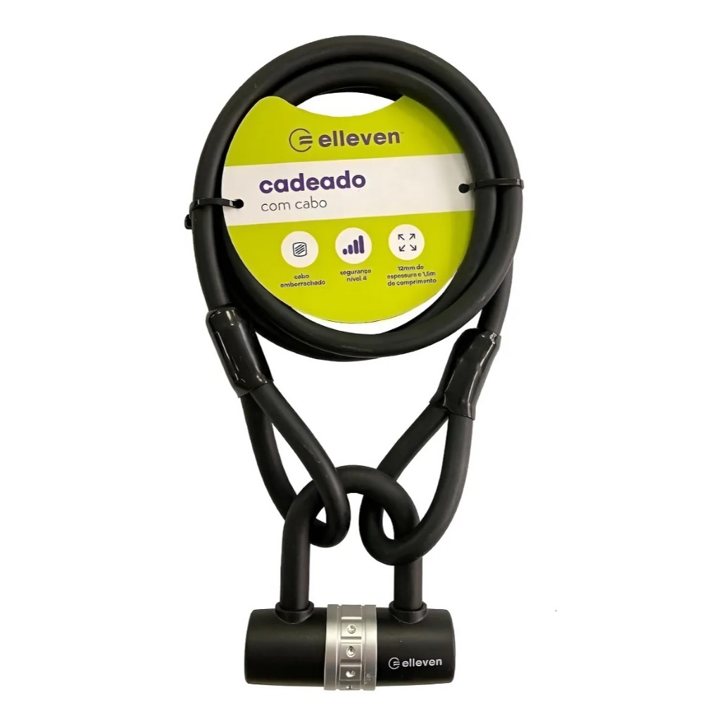 Cadeado Bike Moto Elleven Tipo U-lock 1.5m X 12mm Cor Preto em Oferta na Shopee
