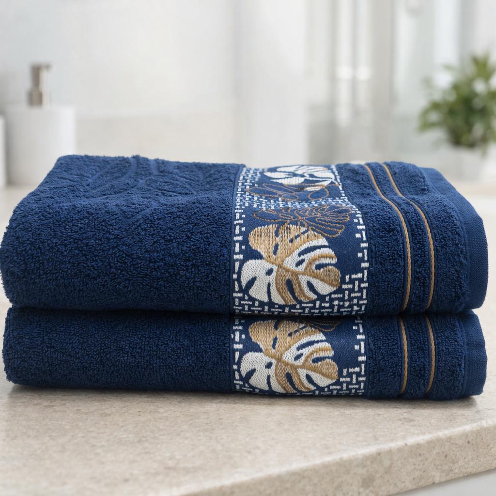 Kit 2 Toalha Banho Macias Grossa Botanic 100%Algodao Luxo Premium Absorvente 75x130cm