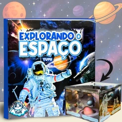 Livro Interativo Gigante Em 3D Espaço Planetas | Curiosidades Carrossel 360 Colecionável | Capa Dura Premium