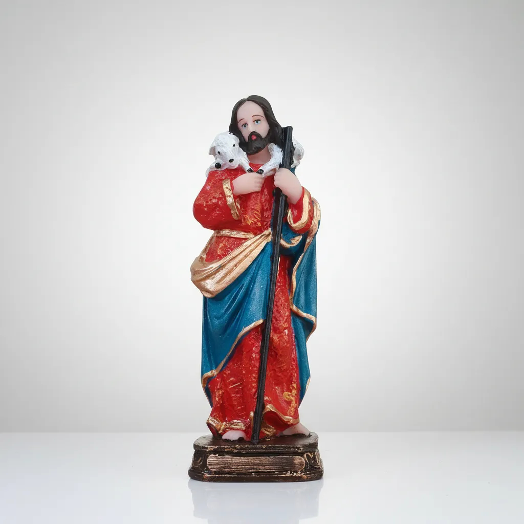 Imagem Jesus Bom Pastor 12cm Resina Símbolo de Proteção Presente Católico