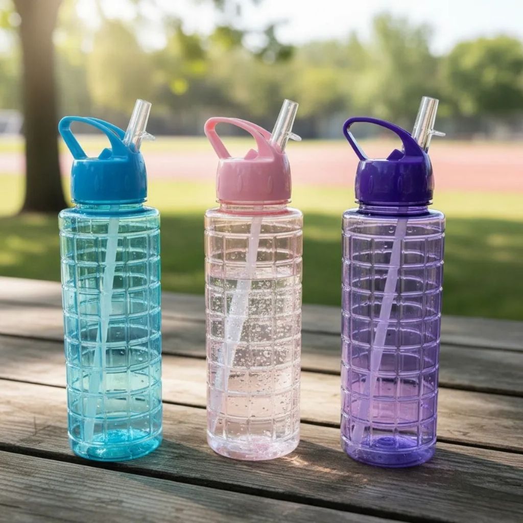Squeeze Sport Garrafa de água Com CANUDO 700 ml Esportiva Escola Academia Caminhada Cores