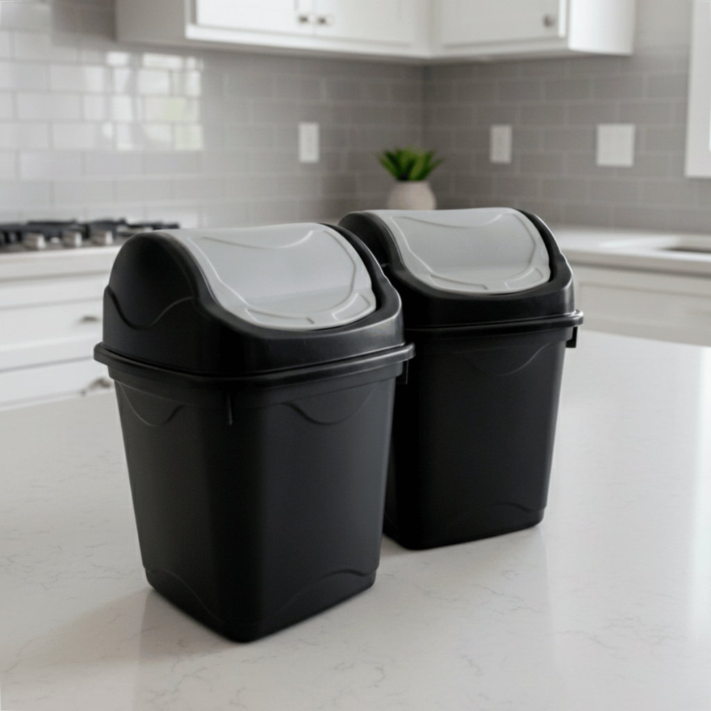 Lixeira Basculante Plástica 3,6L Com Tampa Material Resistente Para Pia Banheiro Cozinha