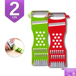 Kit 2 Descascador Ralador Fatiador 5 em 1 Manual Multiuso Queijo Legumes e Frutas Cozinha Prática em Oferta na Shopee