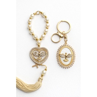 KIT 1 Chaveiro + 1 Terço Dezena de Divino Espirito Santo Religioso em Oferta na Shopee