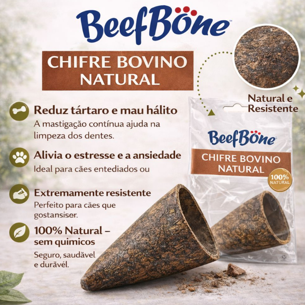 Chifre Bovino Natural para Cães BeefBone – Mordedor 100% Natural Super Resistente em Oferta na Shopee