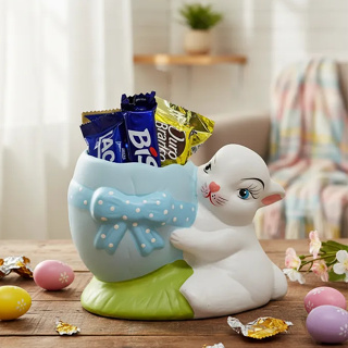 coelho da pascoa cesta porta chocolate e bombom em Oferta na Shopee