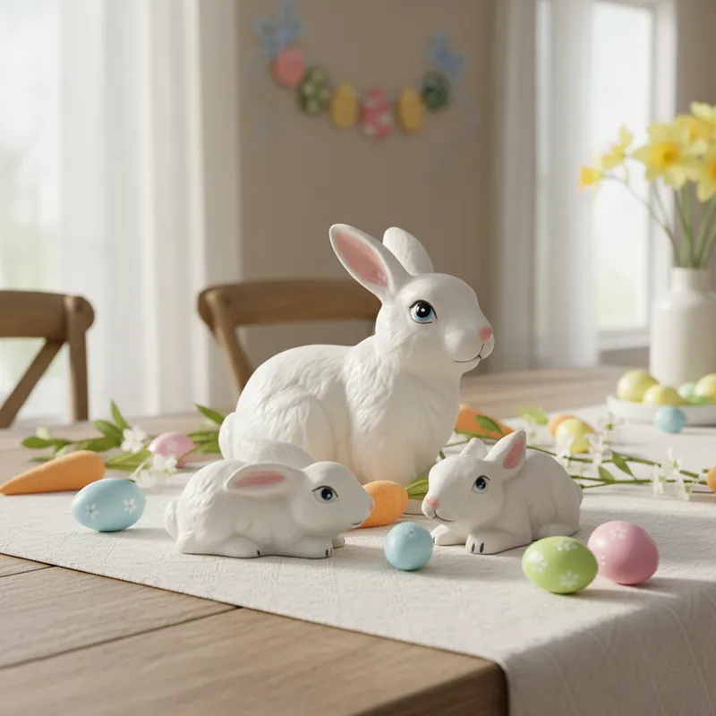 3 Mini Coelhos Da Pascoa Decorativos Em Porcelana em Oferta na Shopee