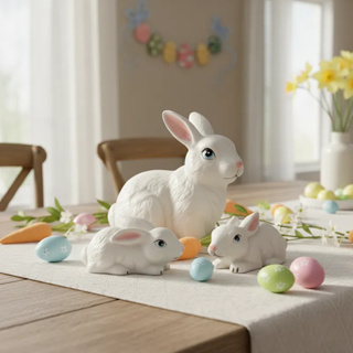 3 Mini Coelhos Da Pascoa Decorativos Em Porcelana em Oferta na Shopee