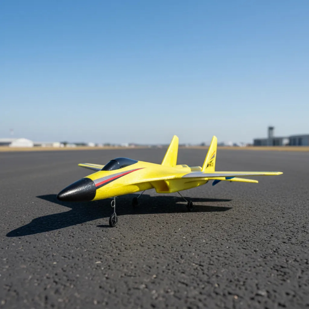 Avião de Controle Remoto Infantil Amarelo 4 Canais com Controle Ideal para Crianças Inmetro