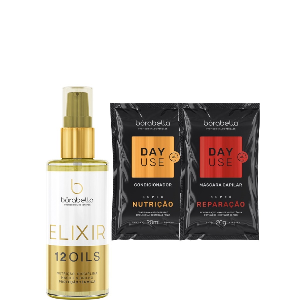 Borabella Elixir 12 Óleos Reparador 60ml + Sachês em Oferta na Shopee