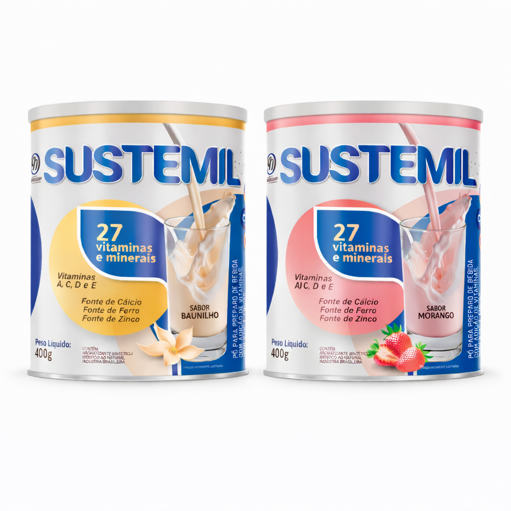 2x Sustemil 400g Enriquecido com 27 Vitaminas e Minerais Proteínas Cálcio Ferro Zinco