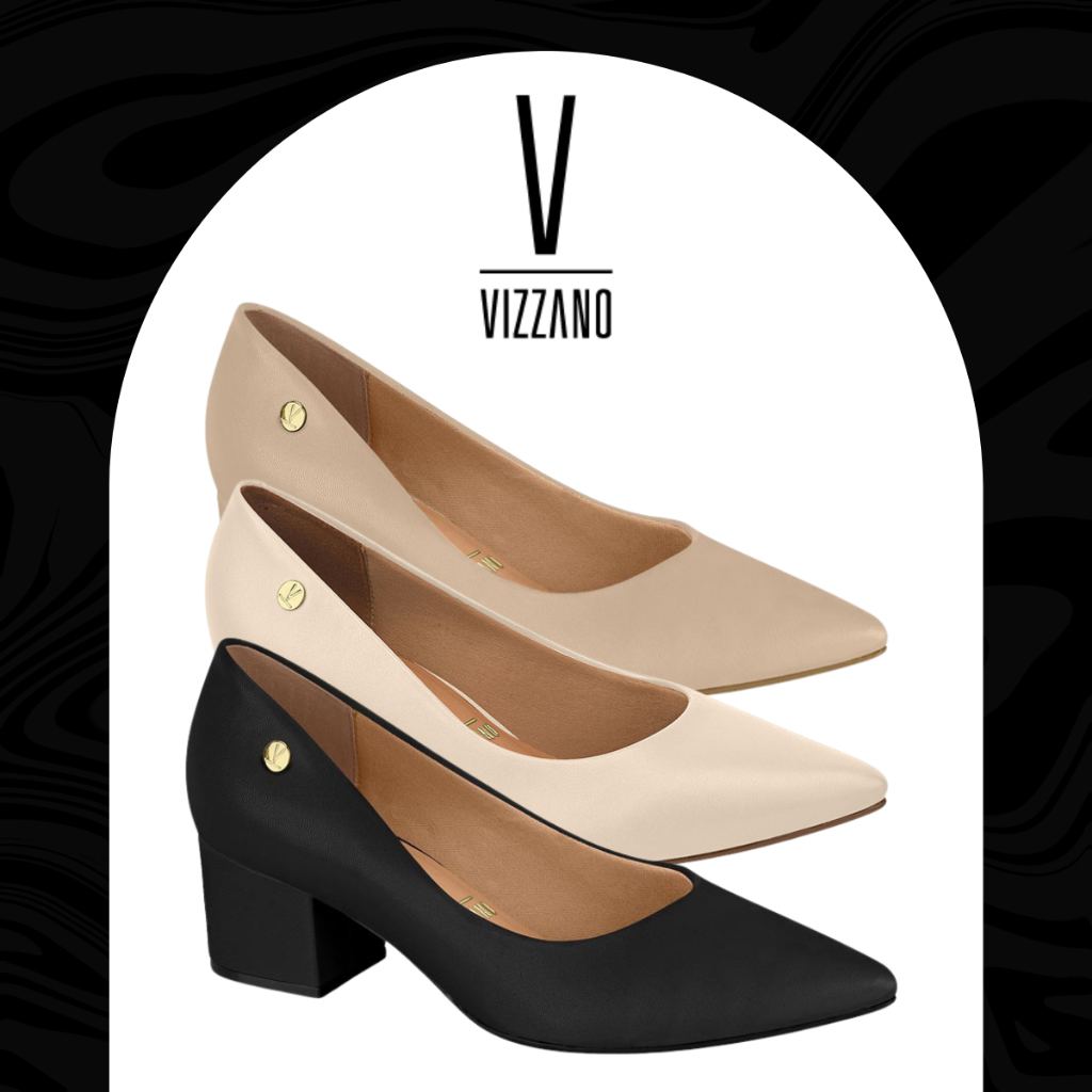 Scarpin Vizzano Feminino Salto Médio Grosso Casual Dia A Dia Elegante Macio Confortável Casamento em Oferta na Shopee