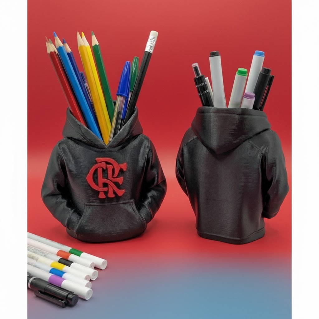Porta Lápis e Caneta 3D Moletom • Personalizado com seu Time OU Logo • Premium (envio rapido)