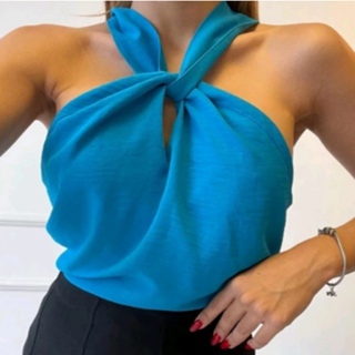 Blusa Feminina Crepe Duna Gola em Nó, Modelagem Moderna e Versátil em Oferta na Shopee