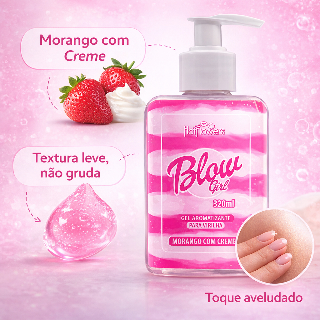 Blow Girl Gel Para Virilha Creme Hidratante Beijável Aroma Morango Com Creme Hot Flowers em Oferta na Shopee