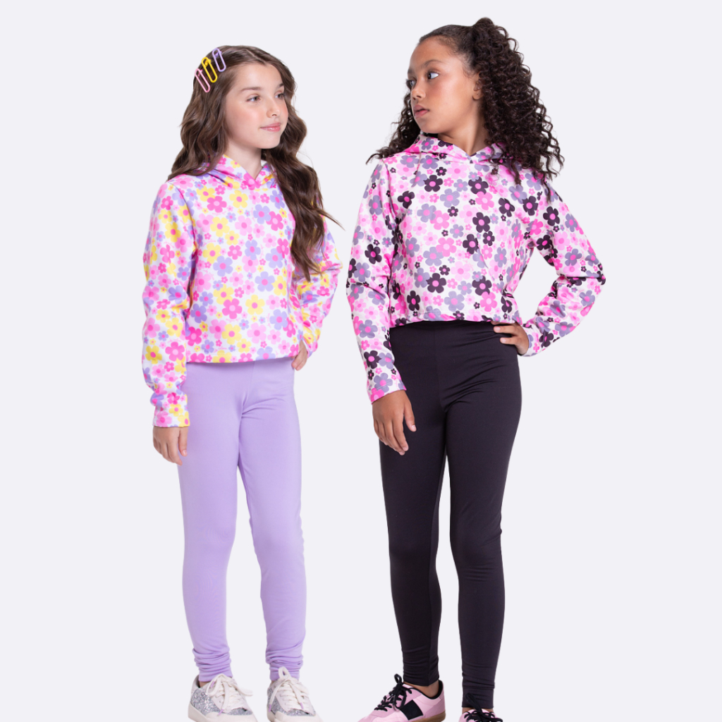 Conjunto Moletom Infantil Cropped Flowers
