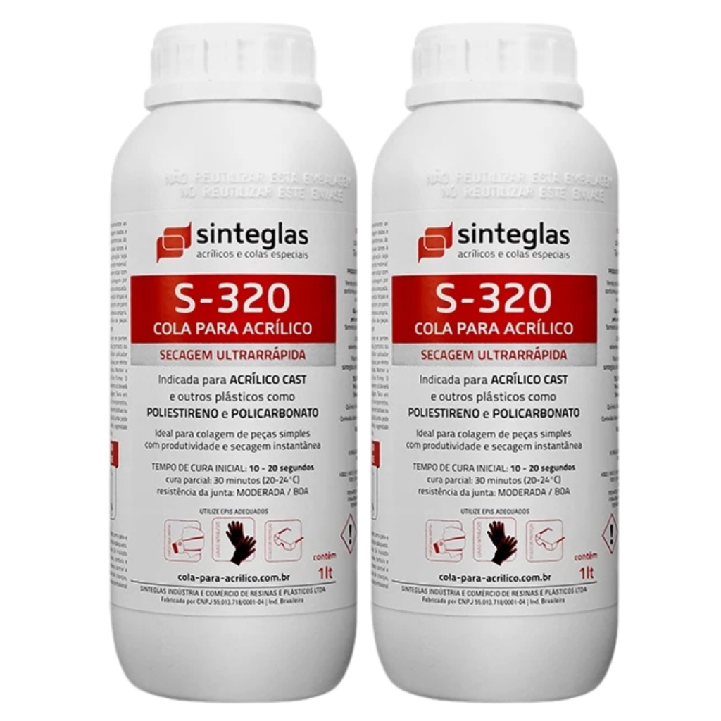 2 Cola Ultra-sinteglas Acrílico/policarbonato S-320 01 Litros