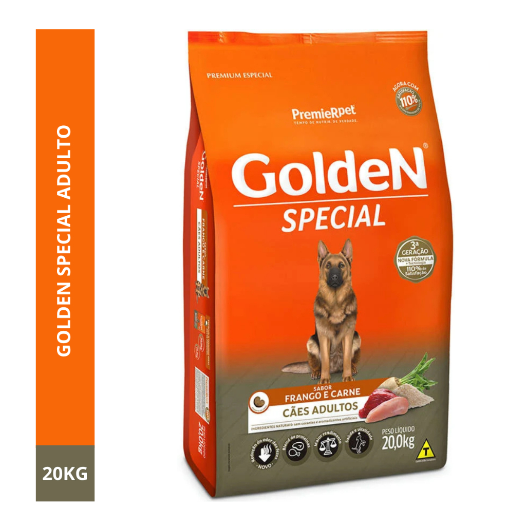 Ração Golden Para Cão Adulto Special Frango e Carne 20 kg