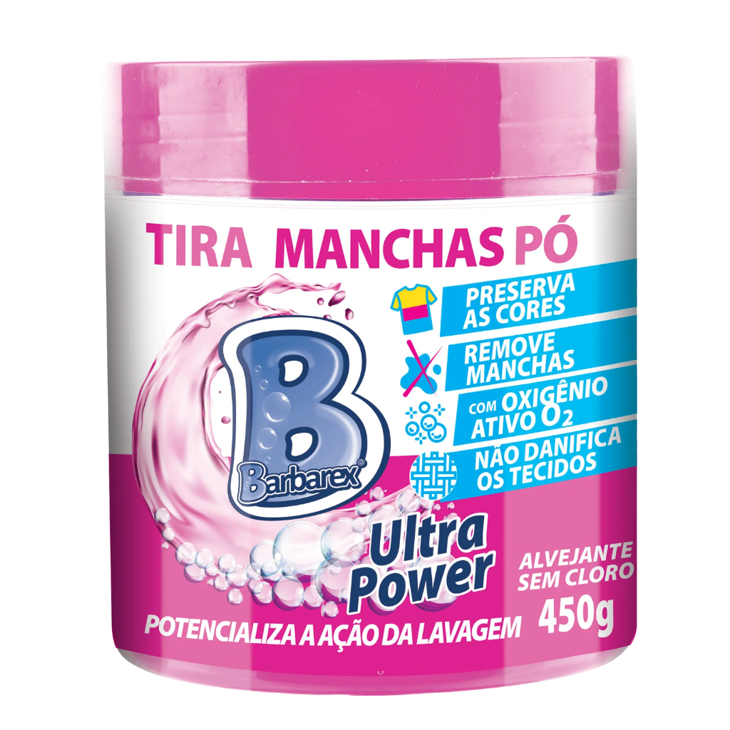 Alvejante Roupas Em Pó Sem Cloro Tira Manchas Barbarex 450g em Oferta na Shopee