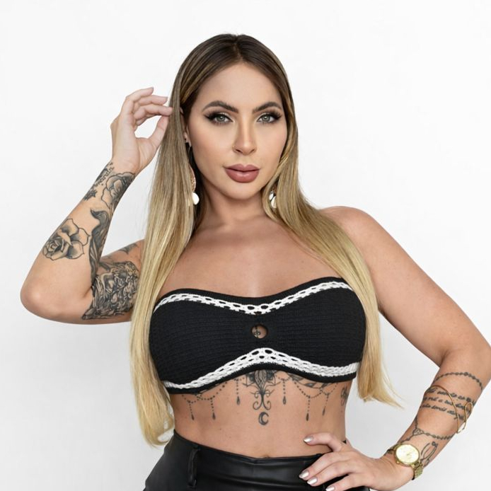 Top Crochê Bandeau Feminino Artesanal Tomara Que Caia Moderno em Oferta na Shopee