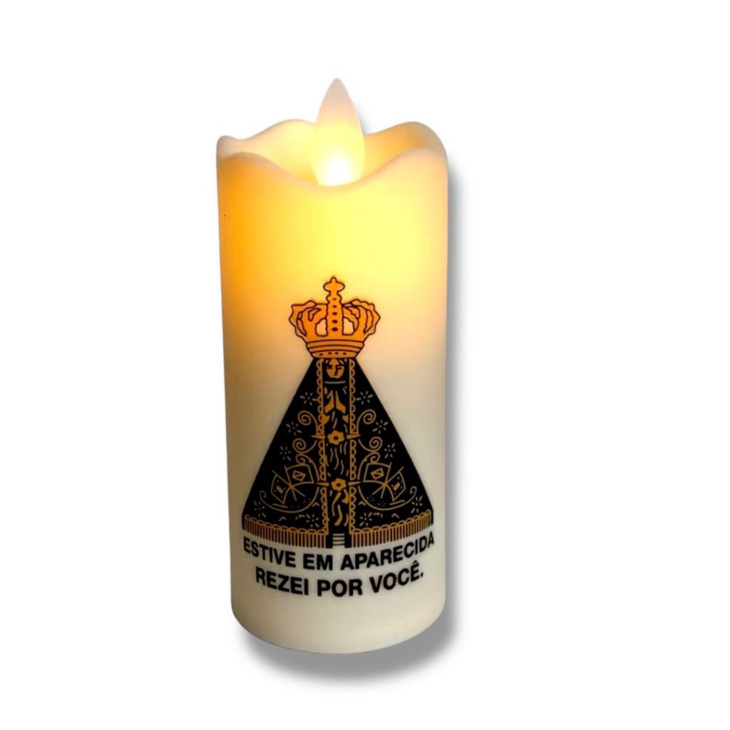 Kit 2 Velas De Led Eletrônica Chama Viva Pilhas Nossa Senhora Aparecida + Pilhas AA em Oferta na Shopee