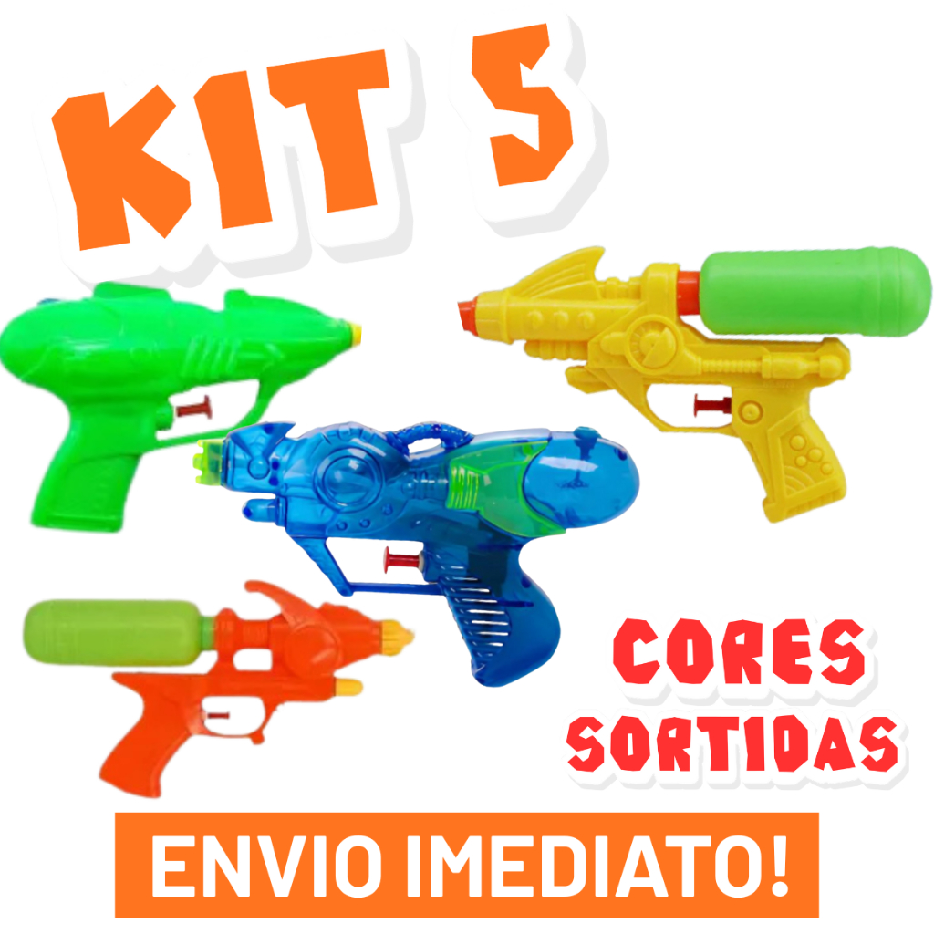 Kit 5 Arminha de Água Infantil Brinquedo Pistolinha Lança Água Piscina Férias COR SORTIDA