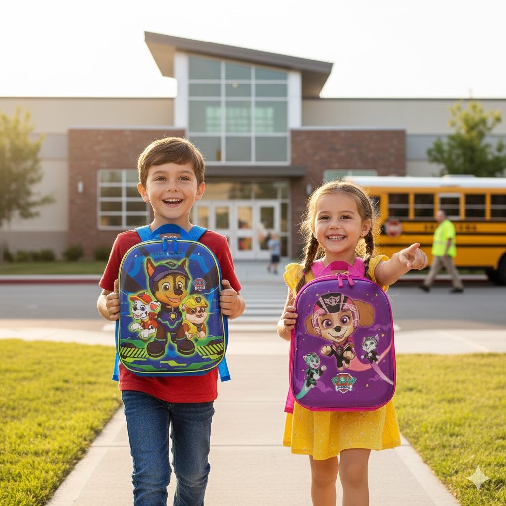 Mochila Infantil Patrulha Canina Escolar Menino Menina Azul Roxa Promoção Volta as Aulas