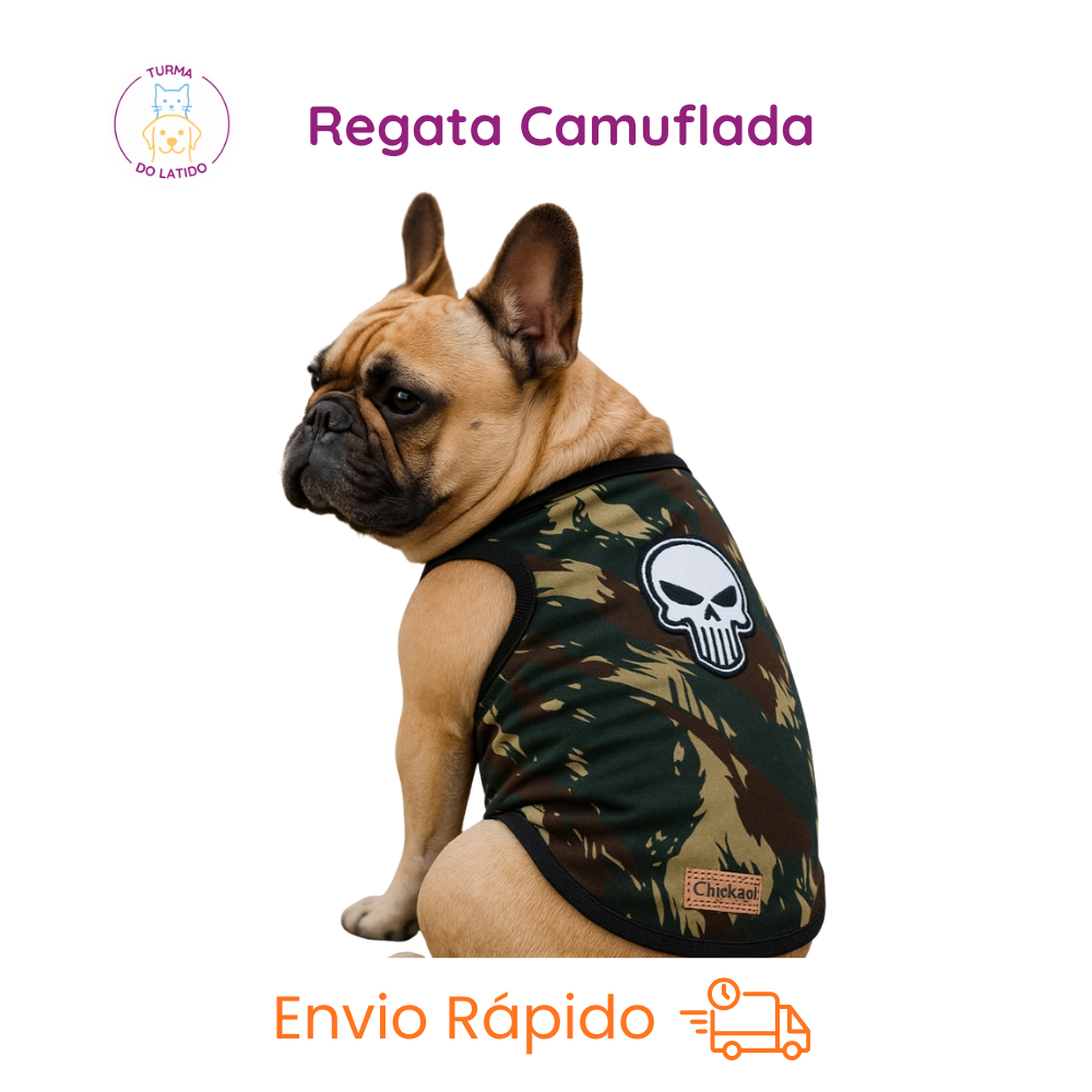 Roupinha para Cães e Gatos Regata Camuflada SUPER ESTILOSA em Oferta na Shopee