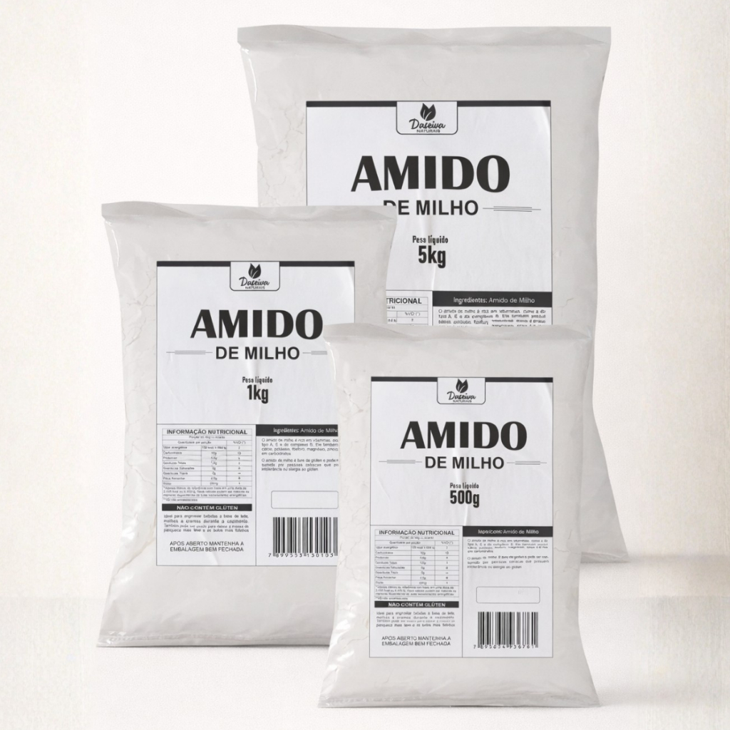 Amido de Milho Puro Naturalmente Sem Glúten Espessante Alimentício para Receitas Uso Culinário