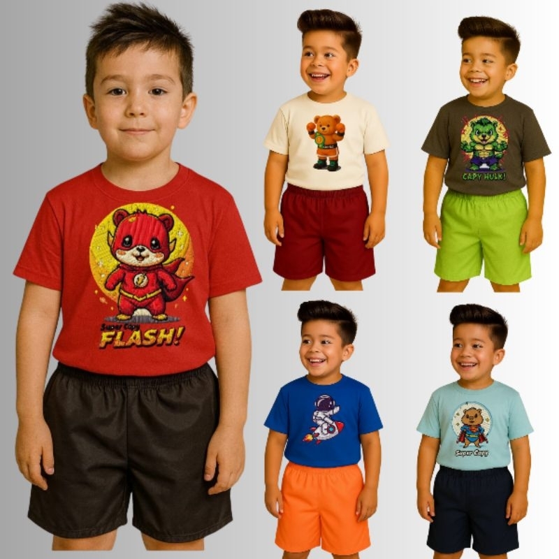 Conjunto Infantil Menino Estampado Colorido  Roupa Infantil Masculina Confortável dia dia volta aulas estiloso