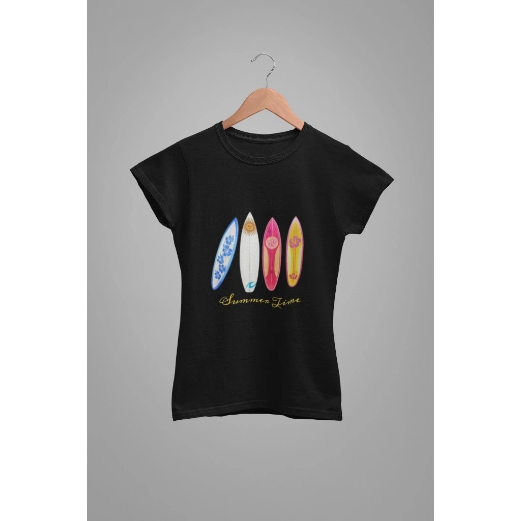 Baby Tee Y2K Feminina- Estampa Quatro Pranchas, Conforto Elástico e Versátil para Primavera/Verão/Outono