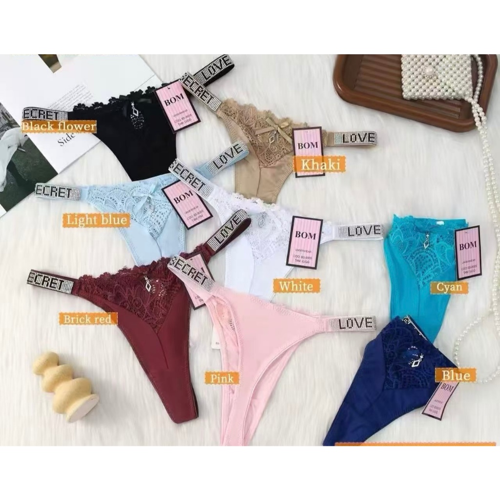 String de Renda Feminino Confortável e Elegante, Cintura com Detalhe "LOVE" em Oferta na Shopee