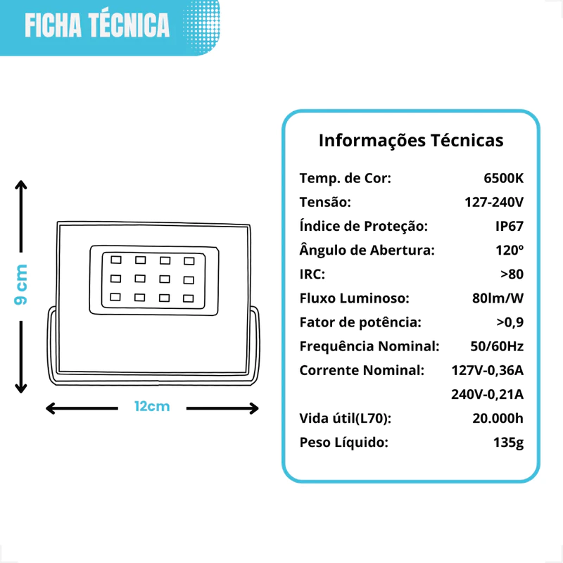 Refletor LED Slim 100W Branco Frio 6500K Bivolt à Prova D'Água Kit 2 — foto 6