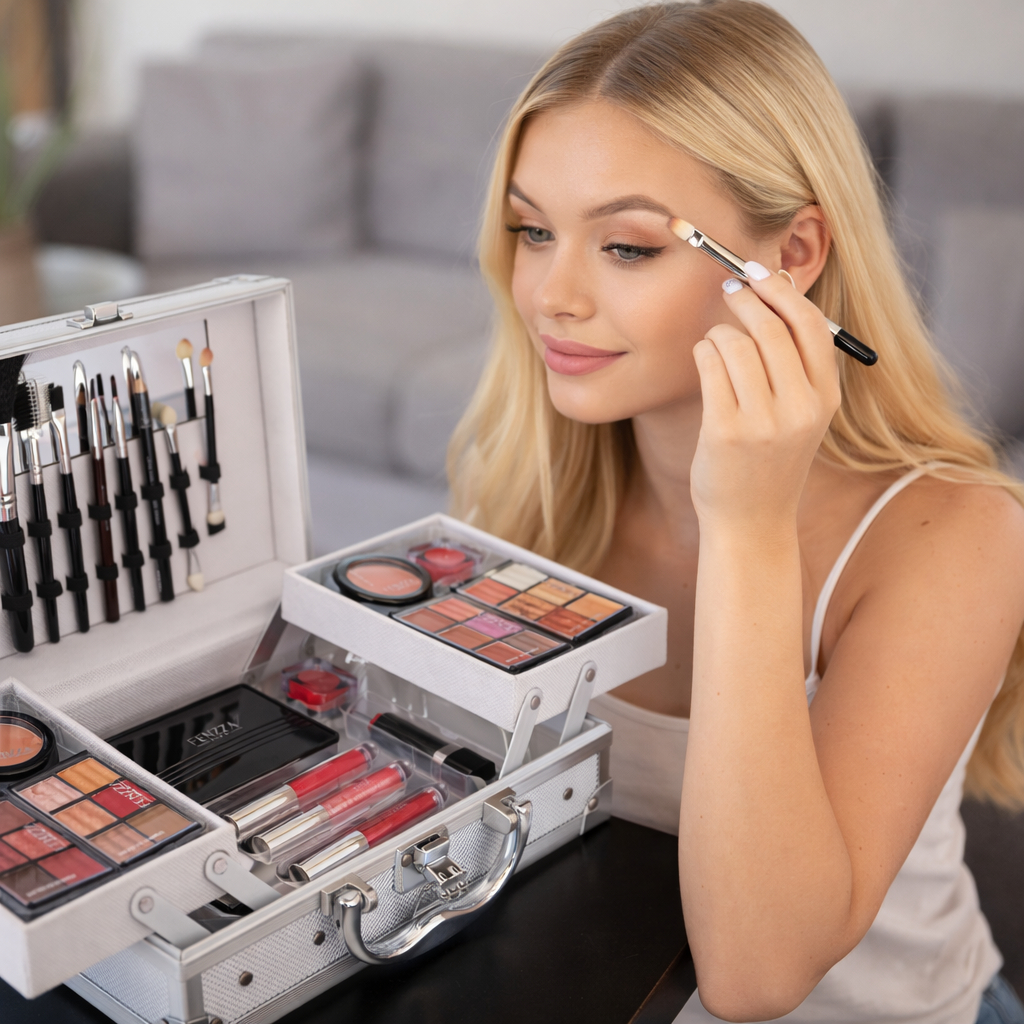 Maleta De Maquiagem Completa - Sombra Batom Blush