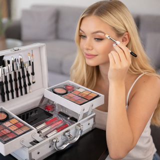 Maleta De Maquiagem Completa - Sombra Batom Blush em Oferta na Shopee