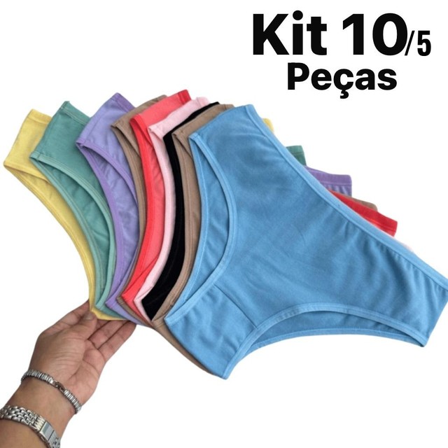 Kit Calcinhas Tanga Algodão Conforto Tanga Básica Cotton Feminina
