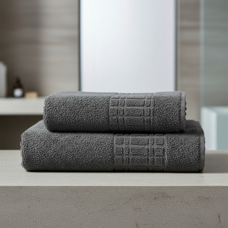 Kit 2 Toalhas Banho Loft Chumbo 130x70 100% Algodão